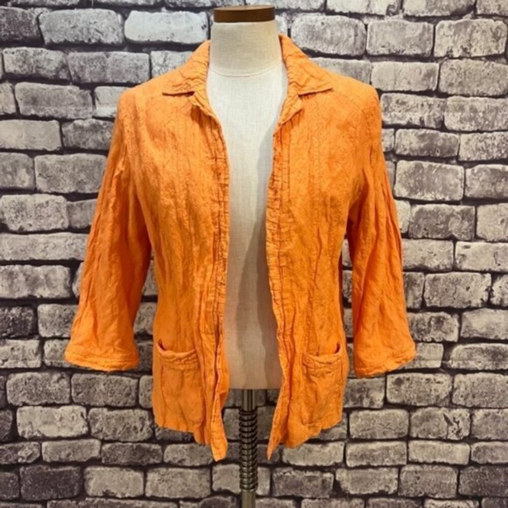 Chico's Orange Puckered Fabric No Close Jacket Size Large